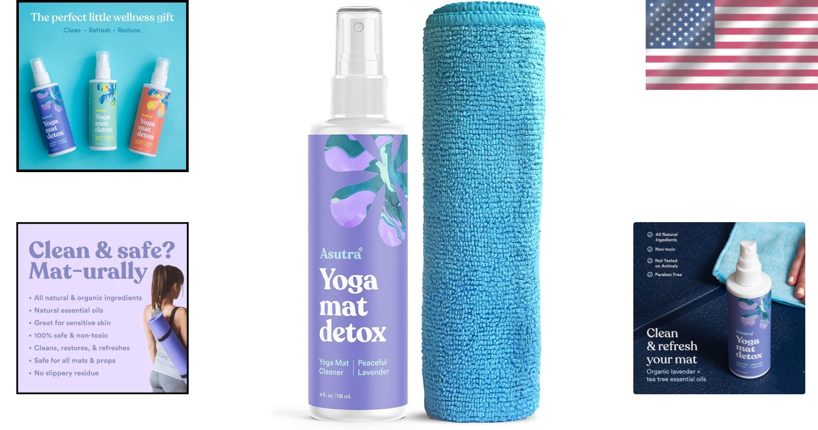 Deep-Cleansing Yoga Mat Cleaner Spray – 4 oz Lavender Aroma, Eco-Friendly