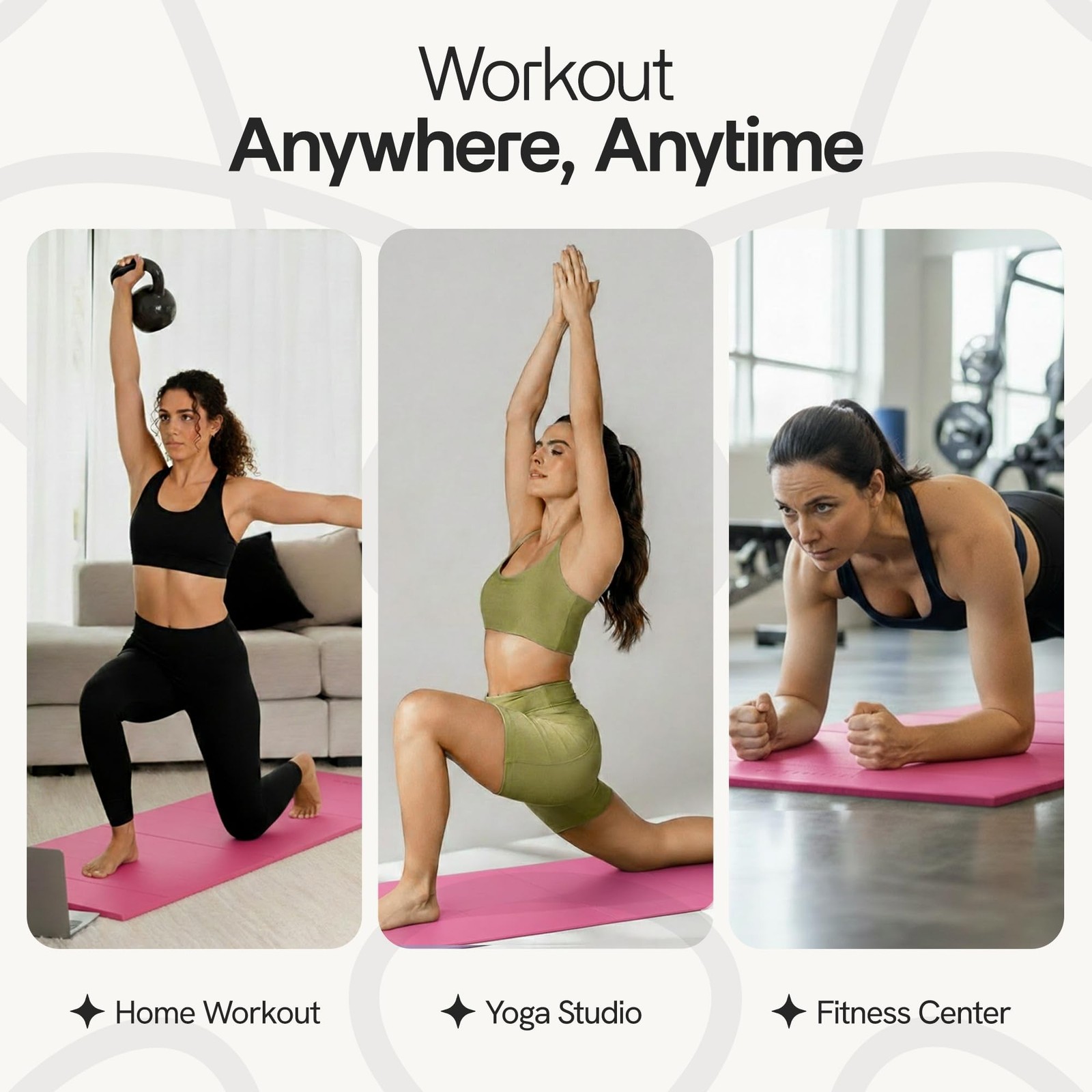 Folding Yoga Mat, TPE Folding Yoga Mat, Foldable Exercise Mat for Yoga, Pilat…