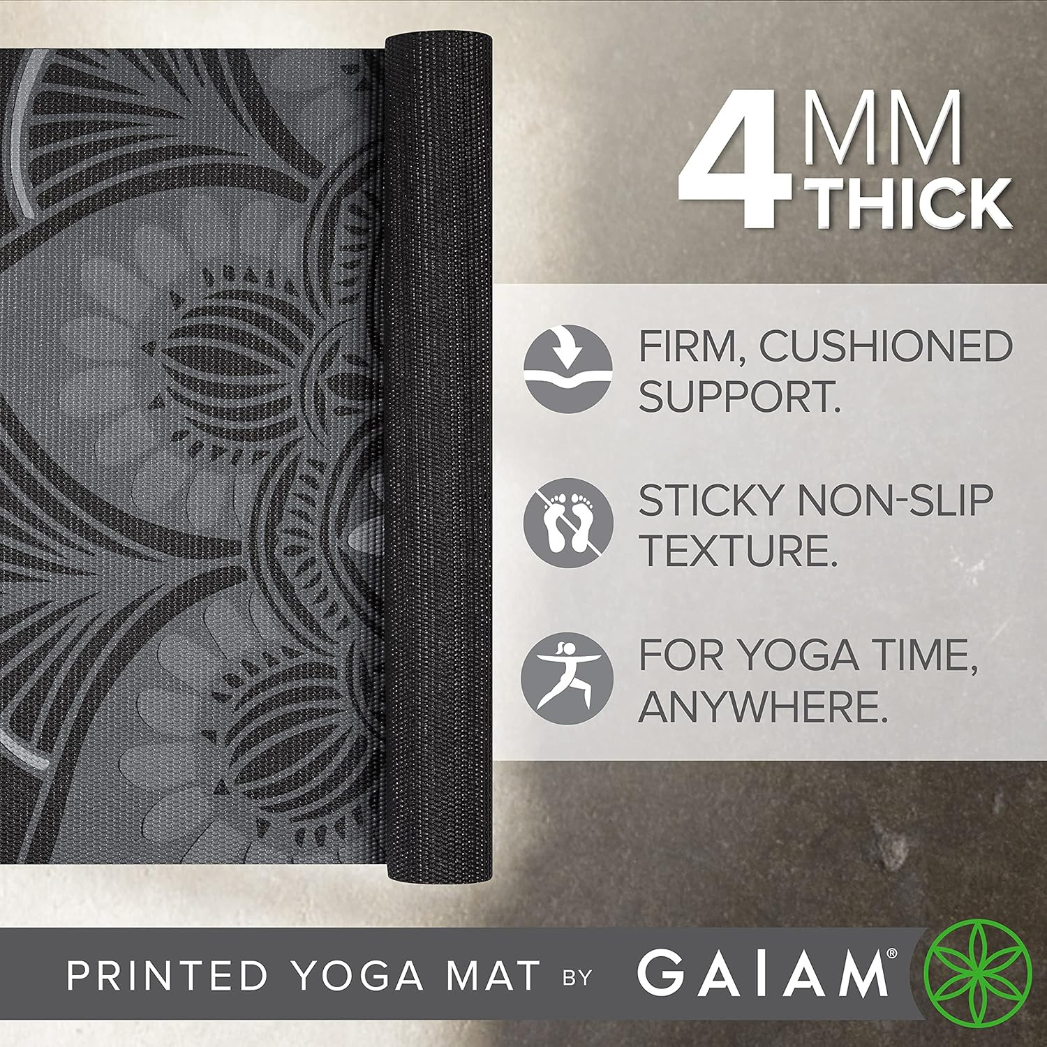 Print Yoga Mat, Non Slip Exercise & Fitness Mat for All Types of Yoga, Pilates &