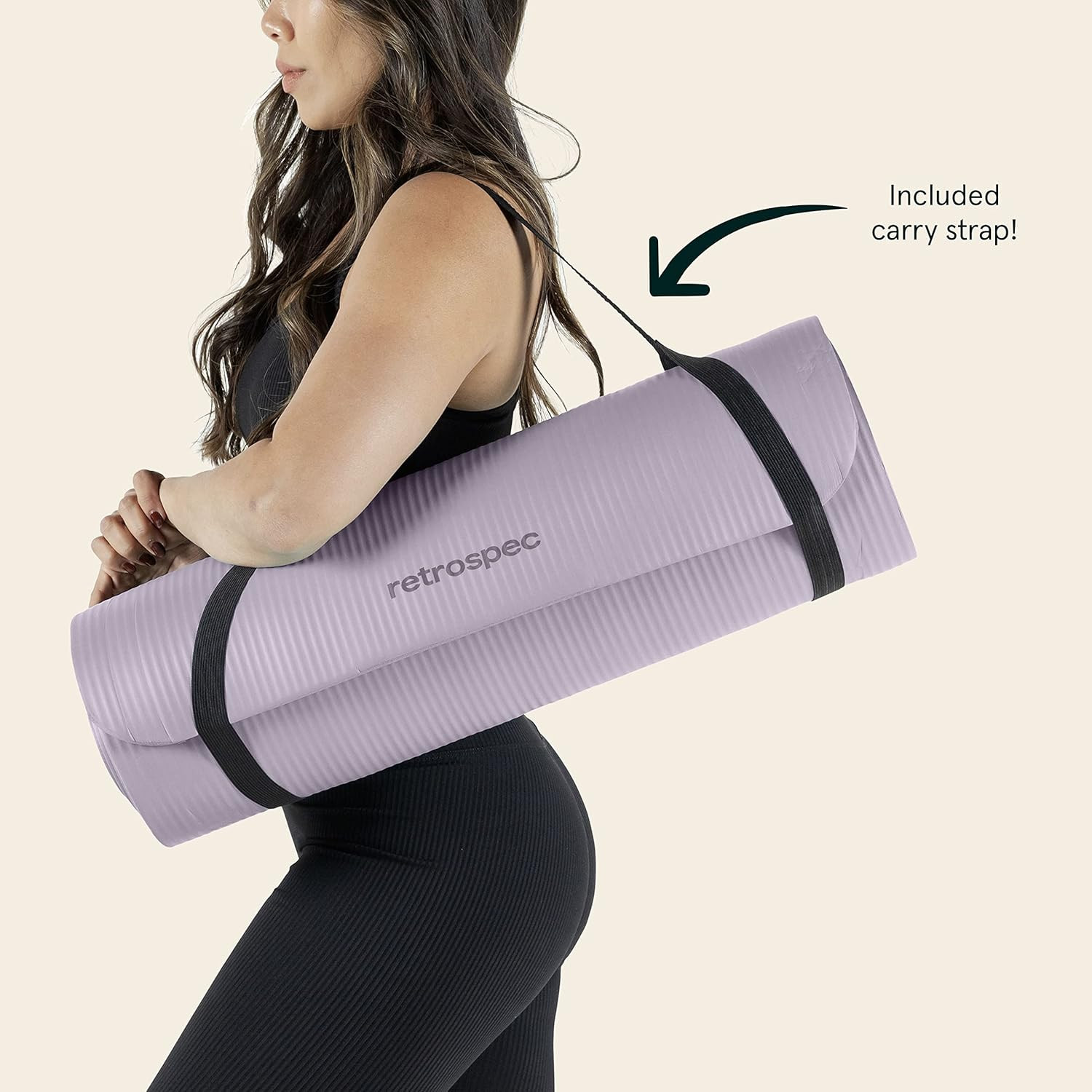 Solana Yoga Mat 1″ Thick W/Nylon Strap for Men & Women – Non Slip Exercise Mat f