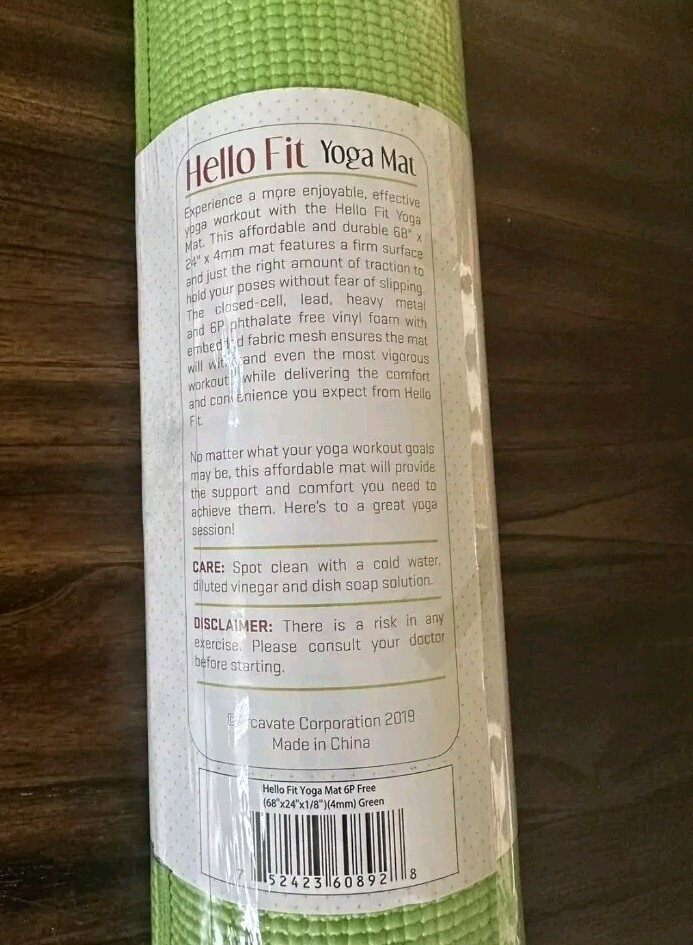 The Hello Fit Yoga Mat 68″x 24″x 4mm GREEN