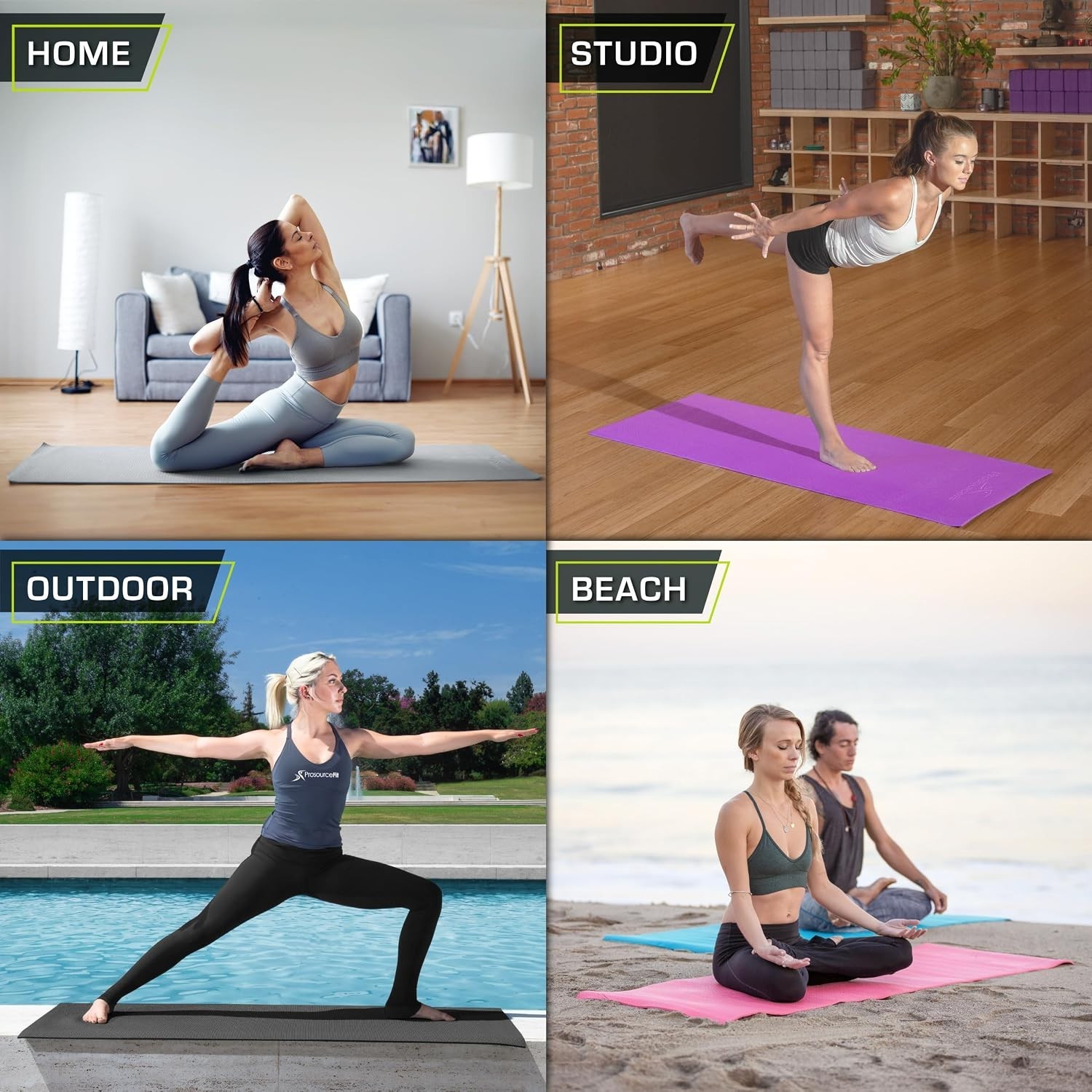 Yoga Exercise Mat 72 Inch 1/4 Inch Thick Non Slip Pink PVC for Comfort