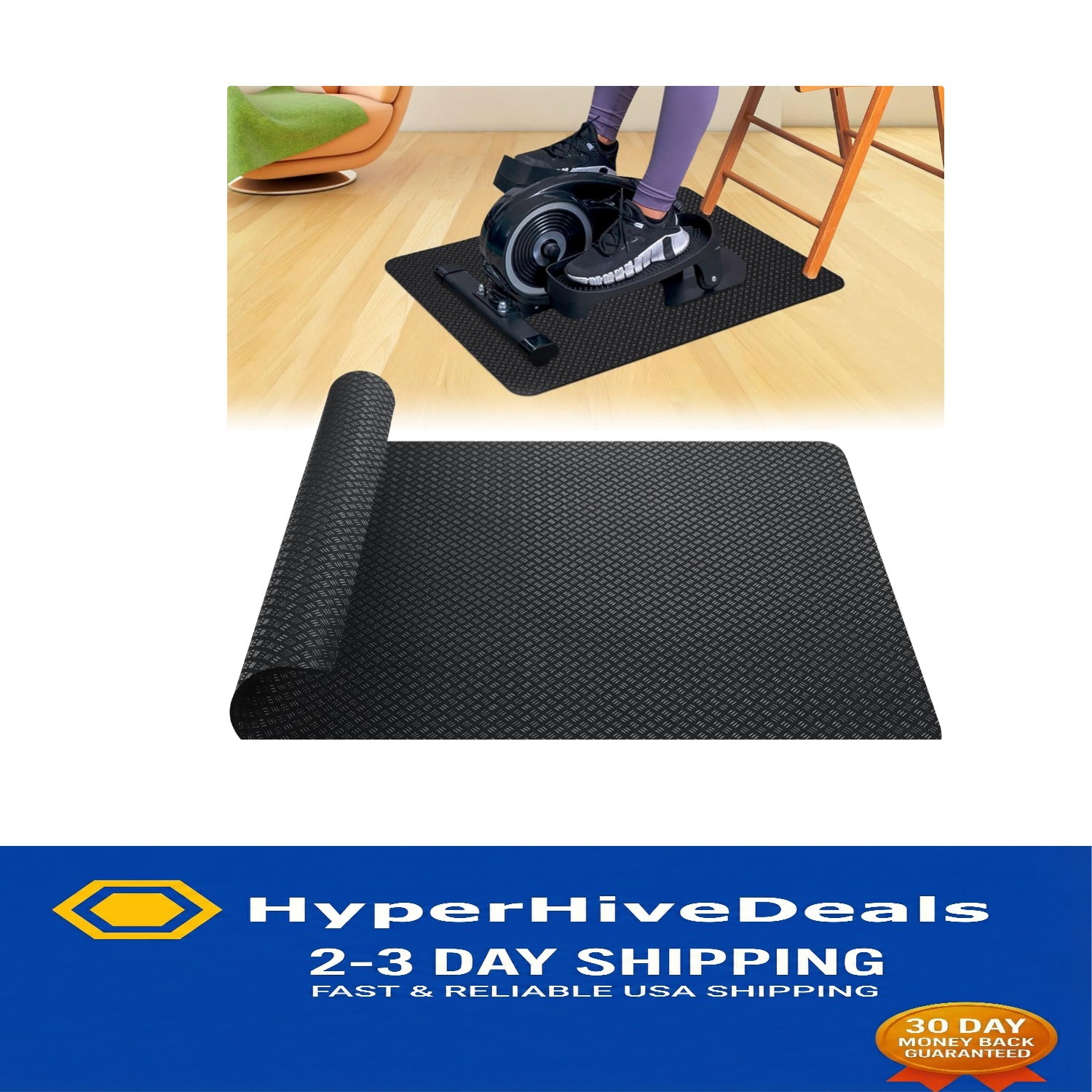 Stability & Protection: Double-Sided Exercise Mat for Under Desk Ellipticals