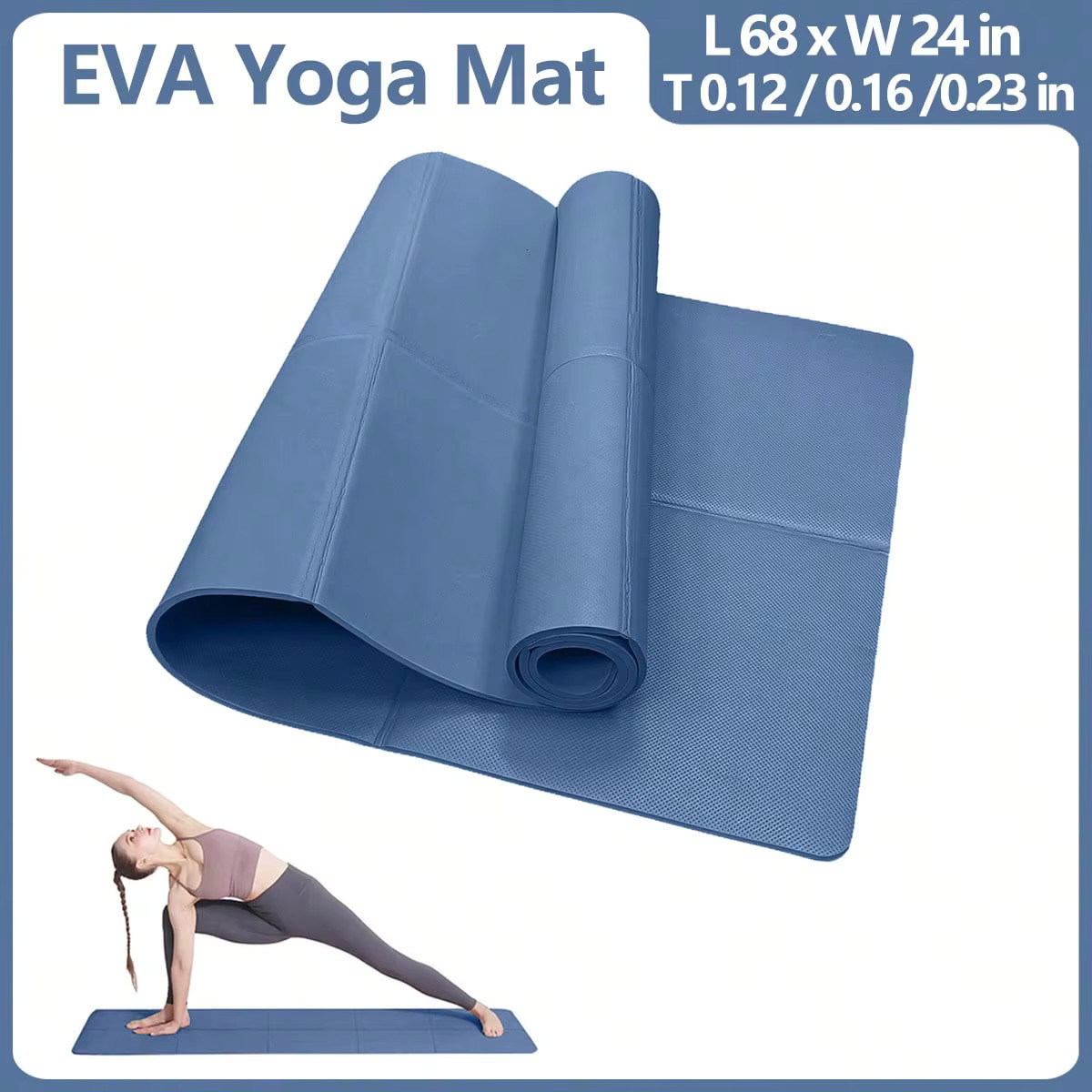 Non-Slip Yoga Mat High Density EVA Exercise Pad Pilates Fitness Floor Workout