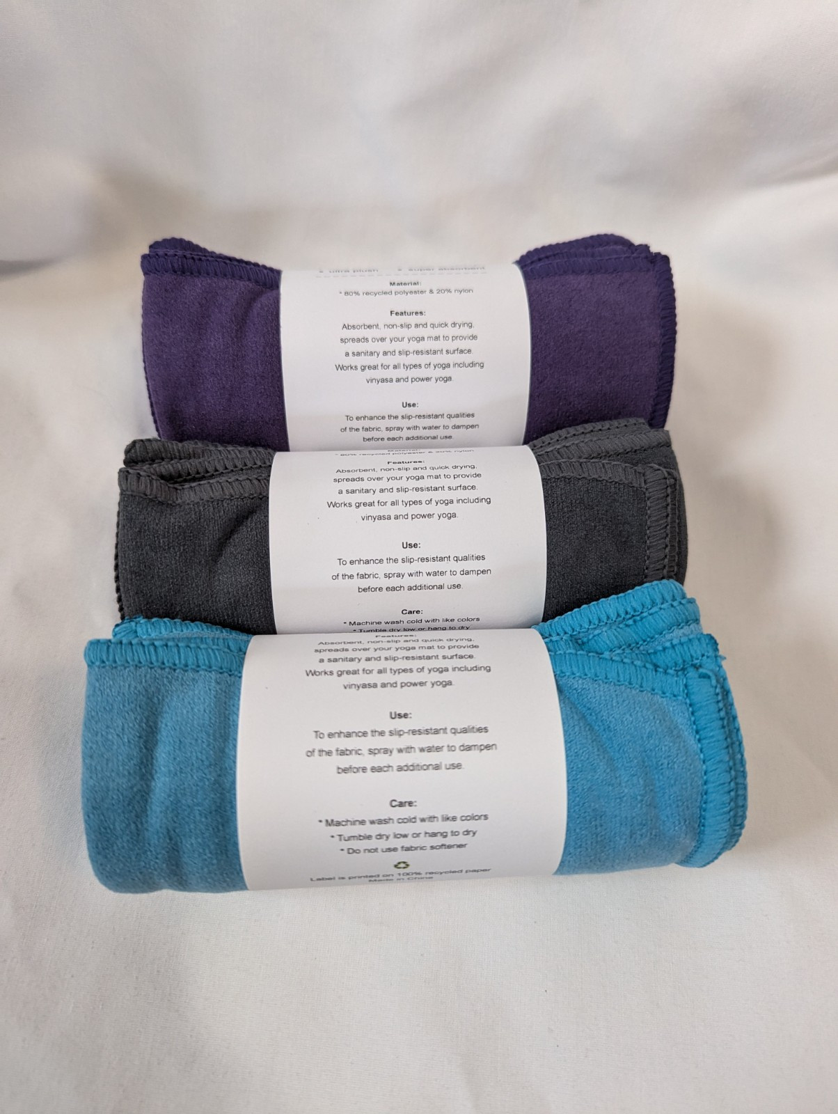 Lot Of 3 Hand Yoga Towels, Sweat Activated Grip, BNNU, Different Colors