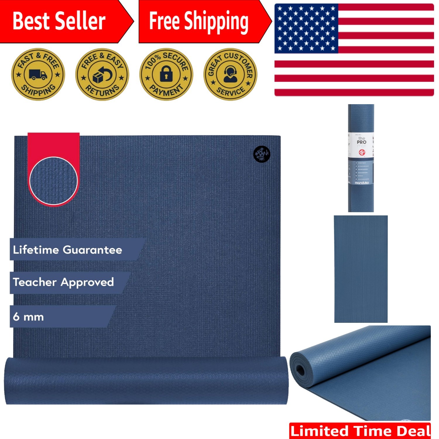 Teacher Approved PRO Yoga Mat – Lifetime Durability & Spacious Design (85 x 26)