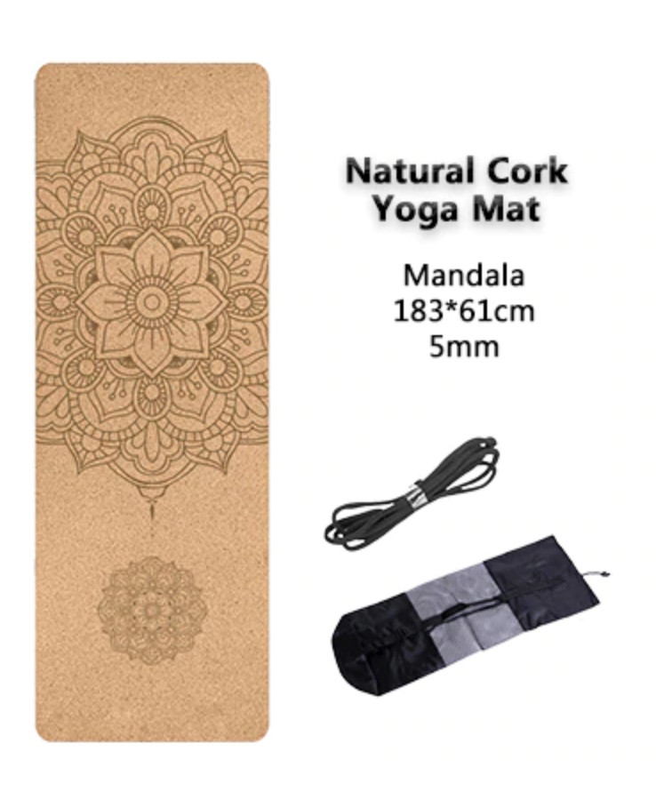 Cork Yoga Mat 5mm Thick 72×24 in Sweatproof, Eco-Friendly, Non-Slip