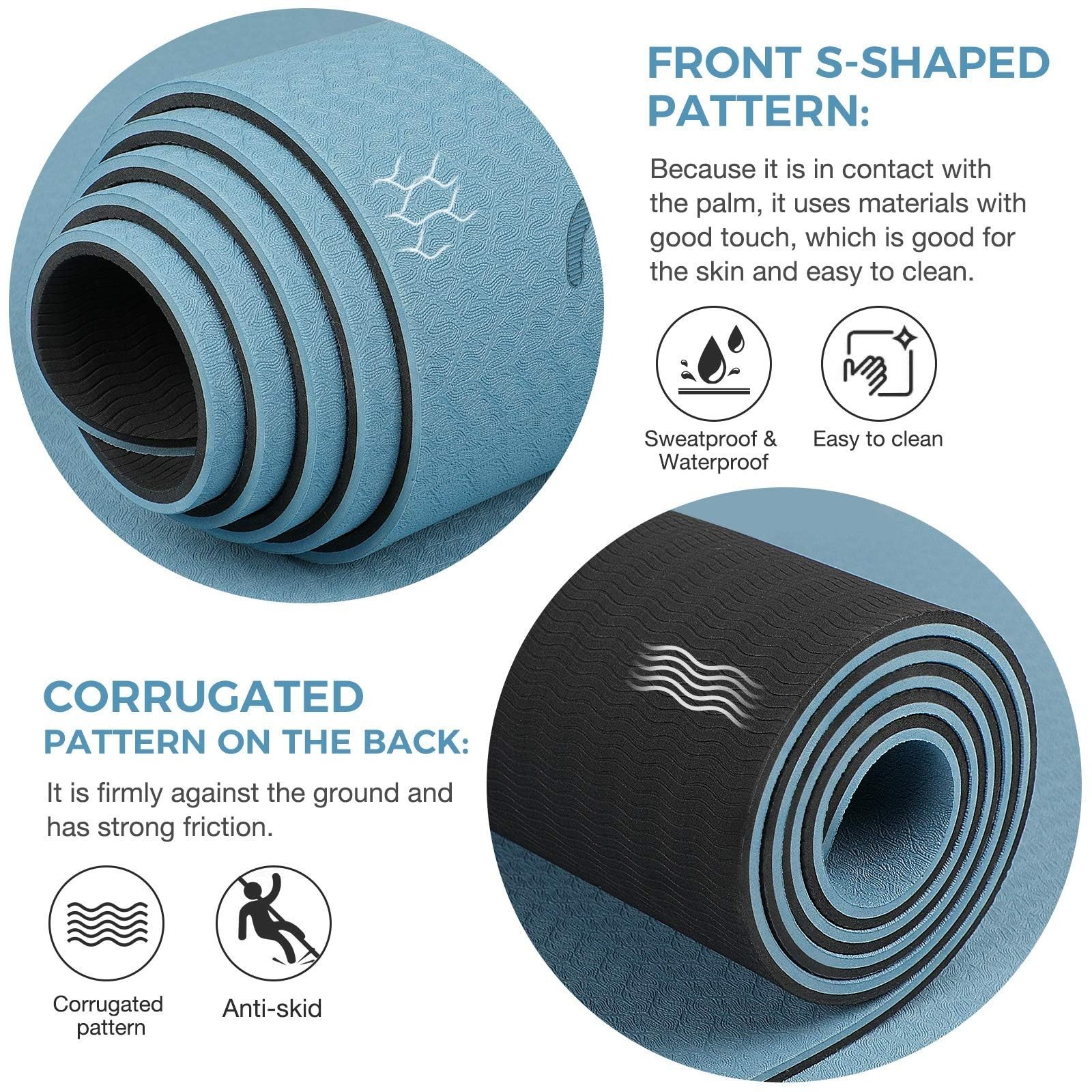 Gruper Yoga Mat Non Slip TPE Extra Wide Yoga Mat with Alignment Mark, 72″L x …
