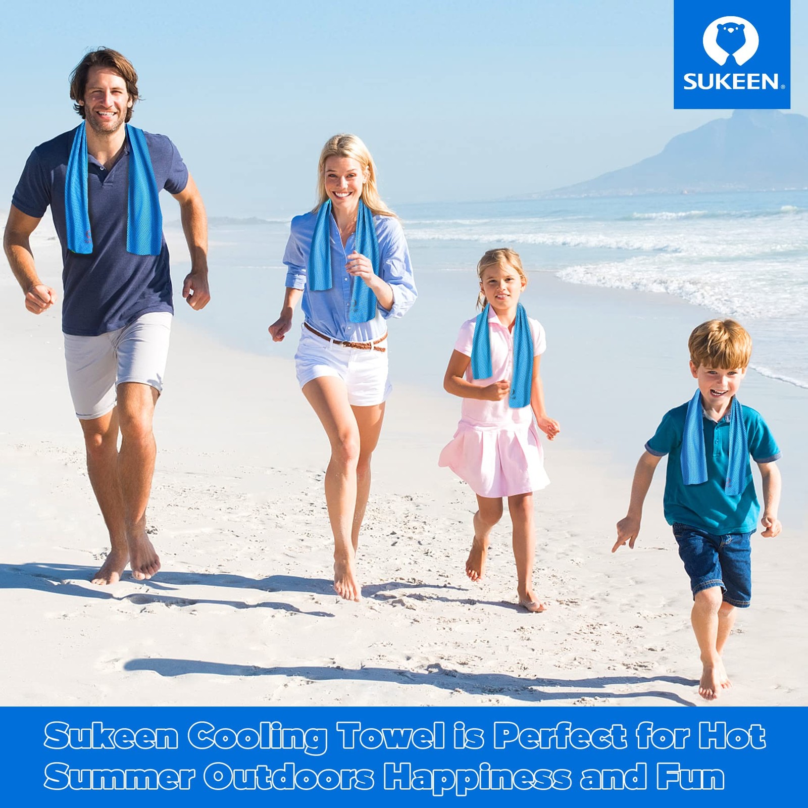 Sukeen 4 Pack Cooling Towels 40X12 Cooling Neck Wraps Ice Towel Soft Breathable