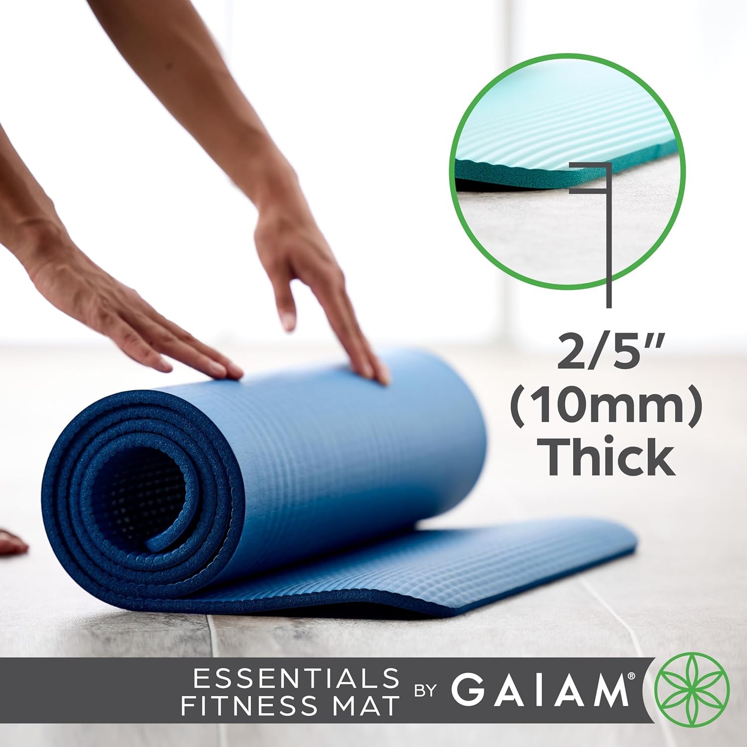 Gaiam Gaiam Essentials 2/5″ Thick (10mm) Yoga & Pilates, Fitness & Exercise Mat