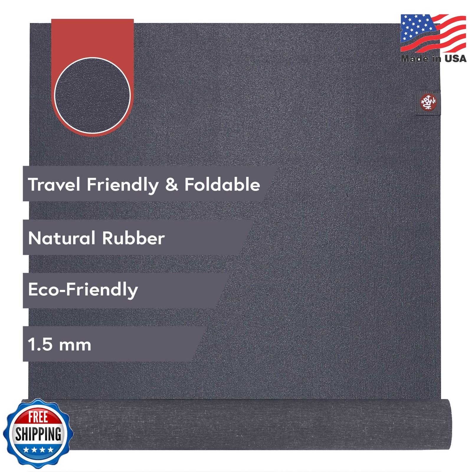 Manduka eKO SuperLite Yoga Mat – 1.5mm Natural Rubber | Foldable & Travel Friend