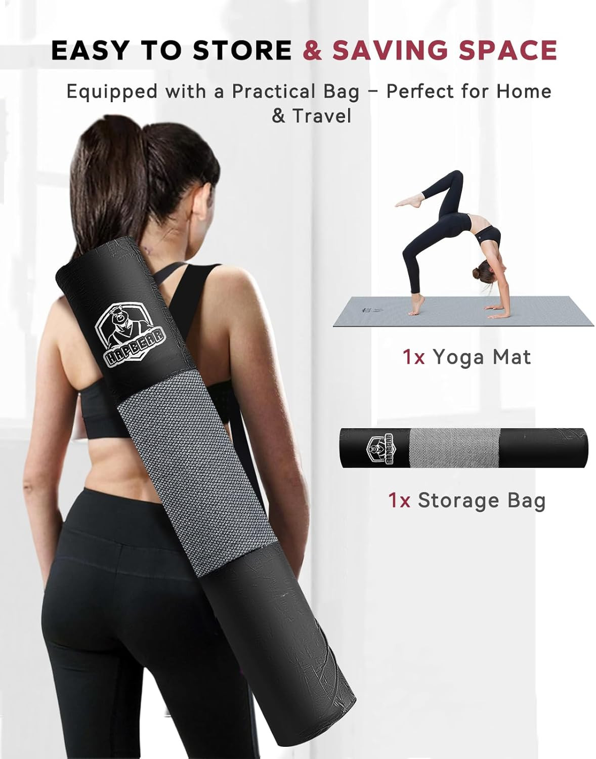Large Yoga Mat – 72″X36″ Extra Wide Exercise Mat – 1/4″ Thick Dual Color PVC | A