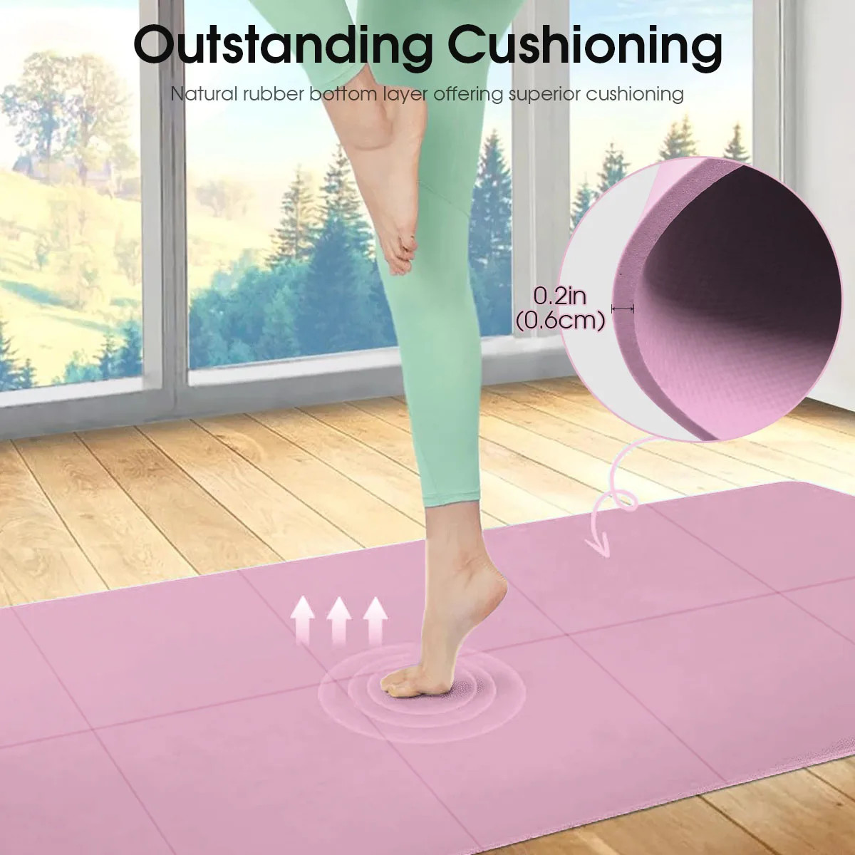 Yoga Mat Pilates Fitness Mat 3/4/6Mm Thicknes Non Slip Yoga Cushion Travel Fitne