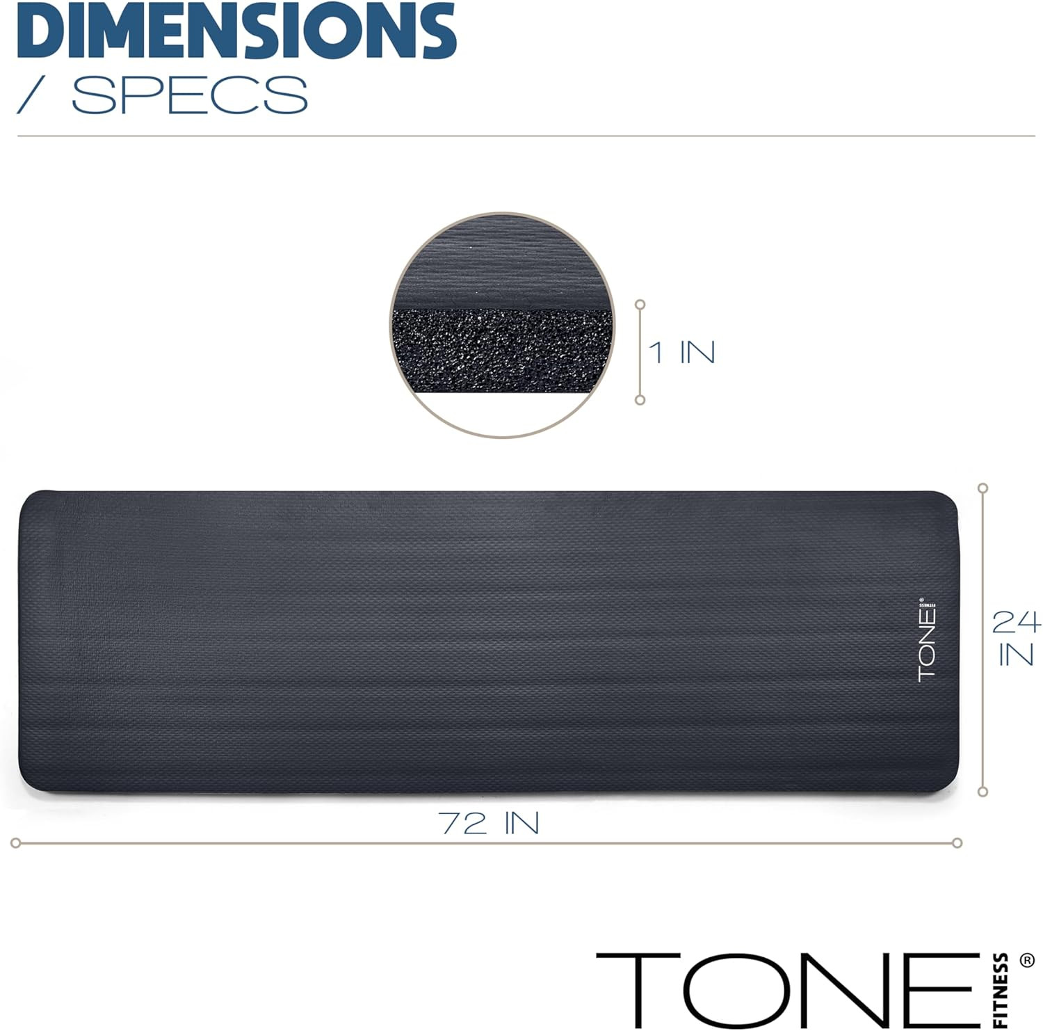 1-Inch Thick Yoga Mat | High-Density, Non-Slip Exercise Mat with Carrying Strap