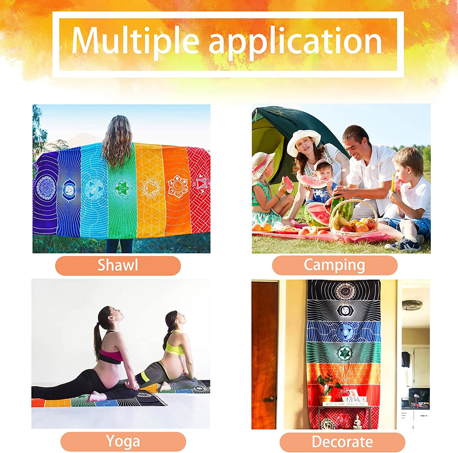 Mexican Yoga Mat Beach Picnic Blanket Chakra Meditation Mat Yoga Rug Sunscreen S
