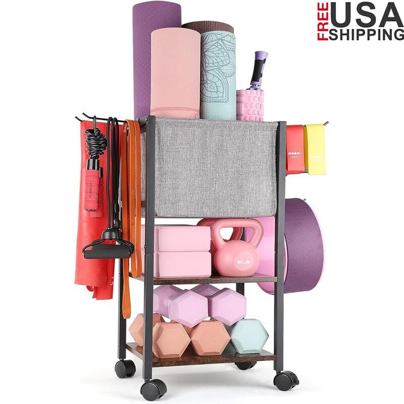 Yoga Mat Storage Rack Home Gym Organizer for Dumbbells Kettlebells Accessories