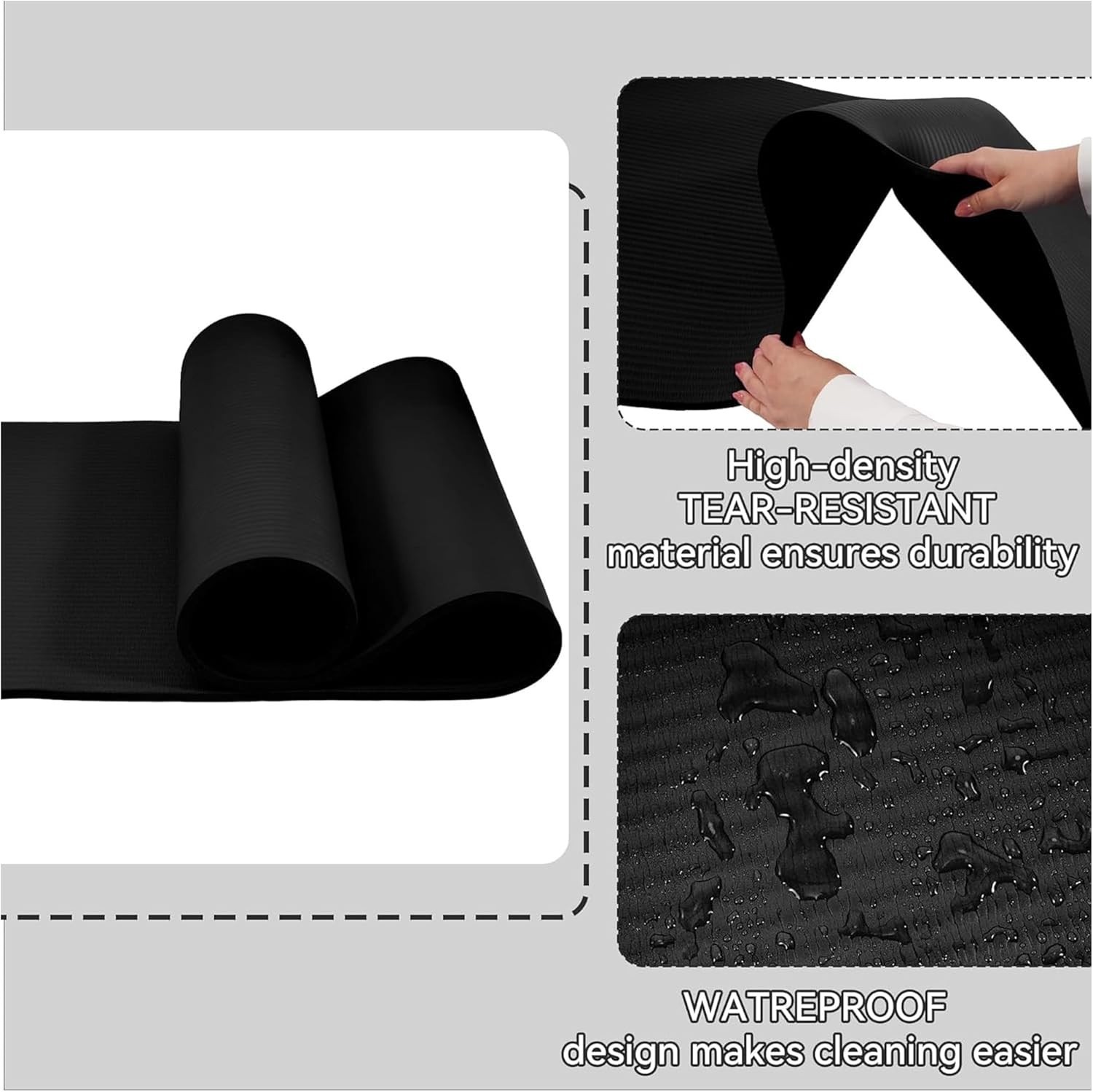 Lightweight Anti-Tear Yoga Mat (71 x 24 inches) with Adjustable Carrying Strap