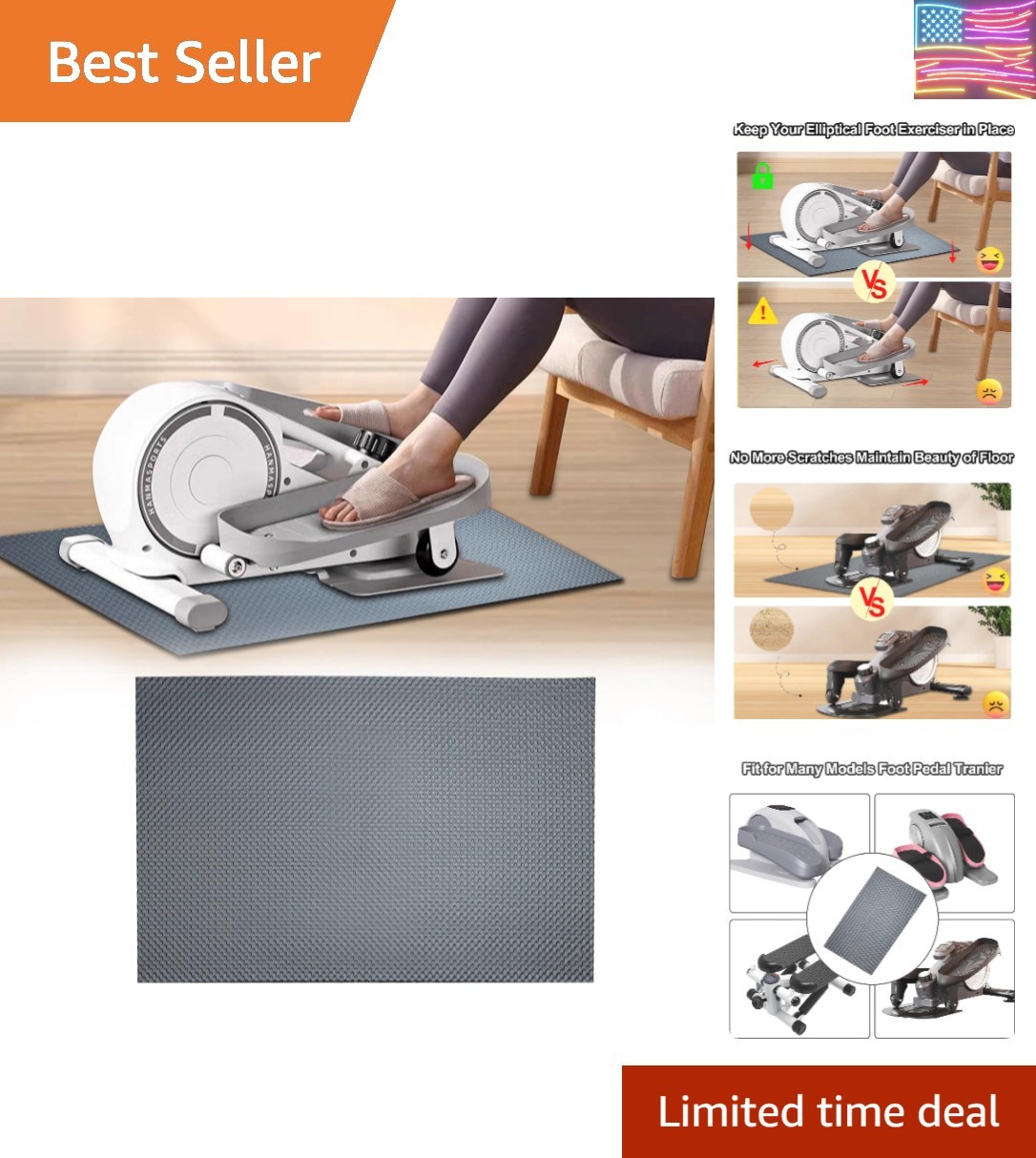 Non-Slip Mat, Apply to Under Desk Elliptical Peddler While Sitting, Perfect f…