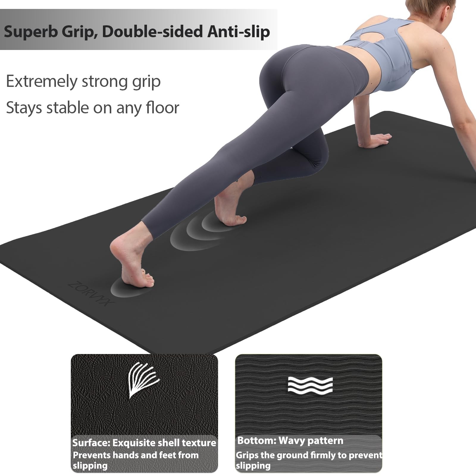 Yoga Mat Thick XXL 200×100cm TPE 10mm Thick Sports Mat Non Slip Comfortable for …