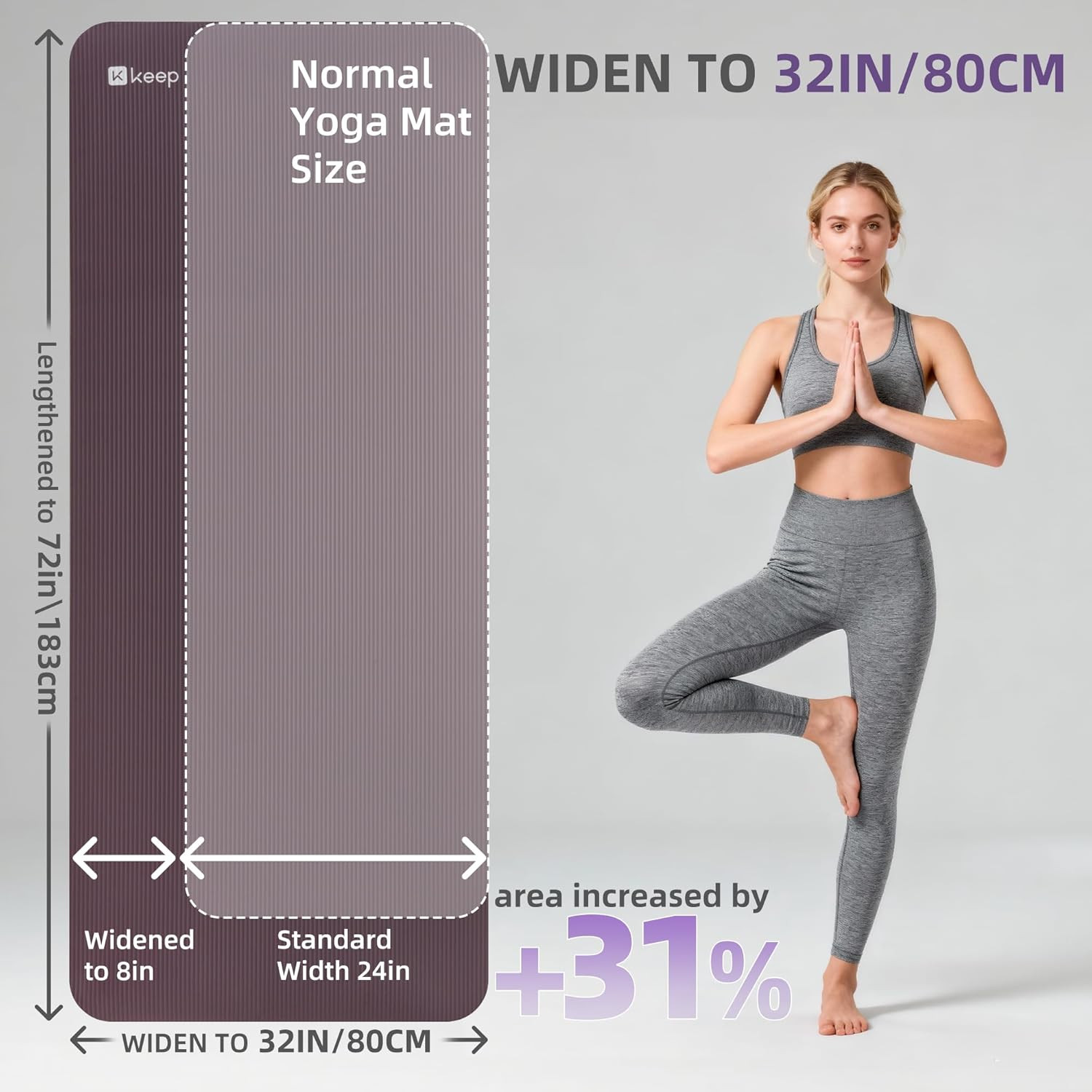 Extra Thick NBR Yoga Mat for Women & Men, 15Mm Thick, 72”X32” Large Exercise Mat