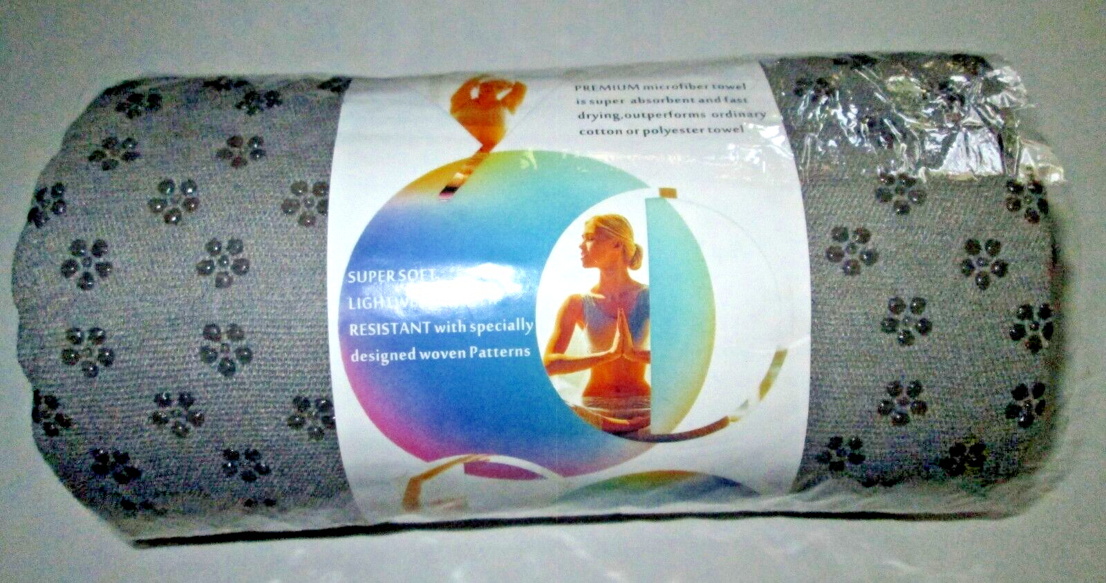 Non-Slip Hot Yoga Towel Microfiber Mat Cover Yoga Pilates Fitness GRAY 25×72 NIP