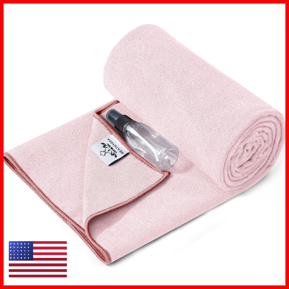 Heathyoga Yoga Mat Towel Non Slip For Hot Yoga Towel Silicone Grip Spray Bottle