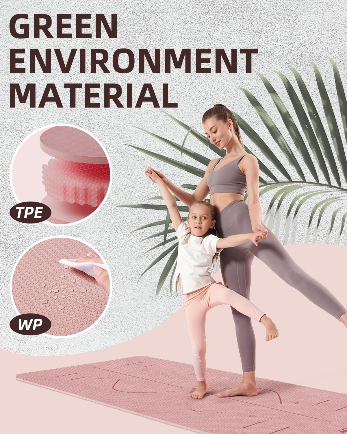Extra Wide Non-Slip Yoga Mat 72″x32″ Eco-Friendly TPE Fitness Mat with Strap Bag