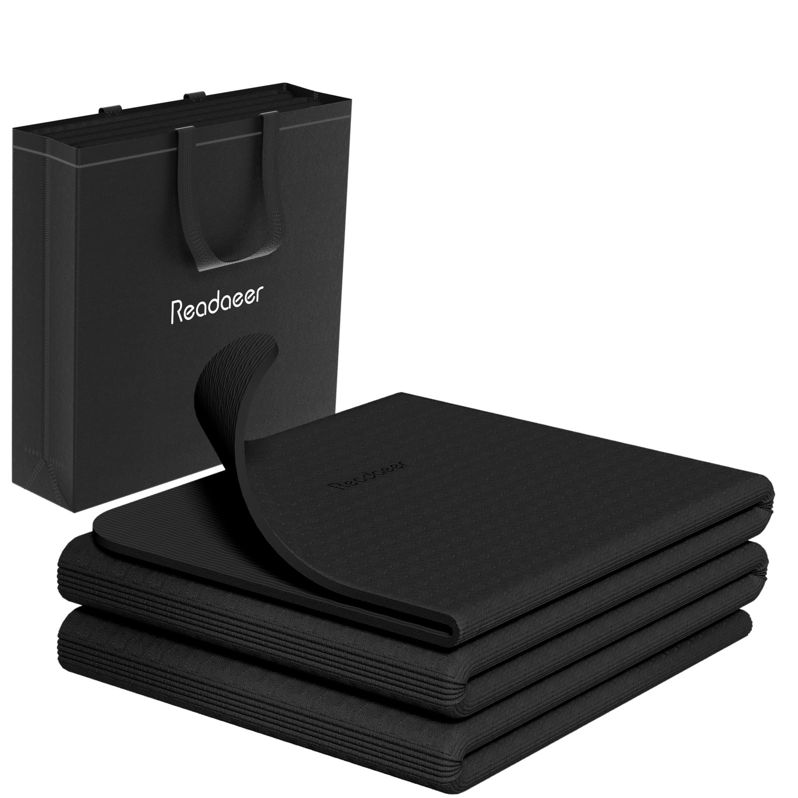 Foldable Travel Yoga Mat, 6mm Thick, 72 x 24, Non-Slip TPE, Carrying Bag