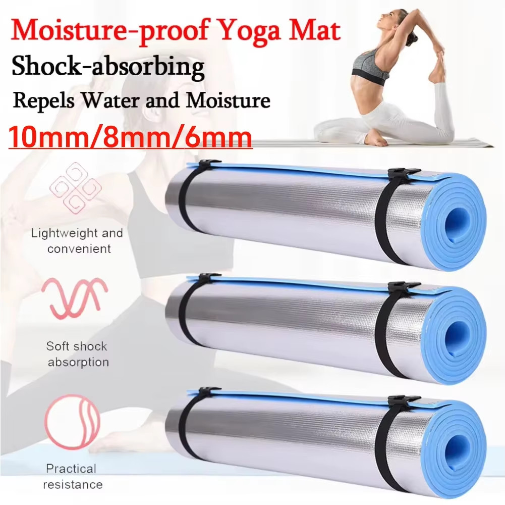 10/8/6Mm Thickened Yoga Mat EVA Exercise Pad Aluminum Membrane Fitness Exercise