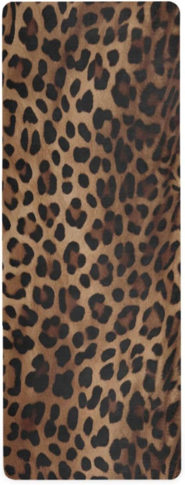 Leopard Print Non-Slip Yoga Mat with Carrying Bag – 71″x26″ Fitness Mat