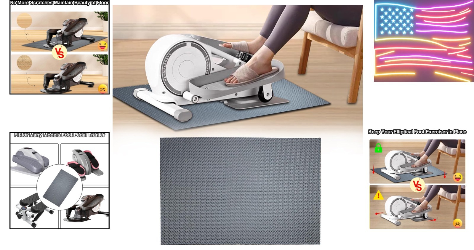 Non-Slip Mat, Apply to Under Desk Elliptical Peddler While Sitting, Perfect f…