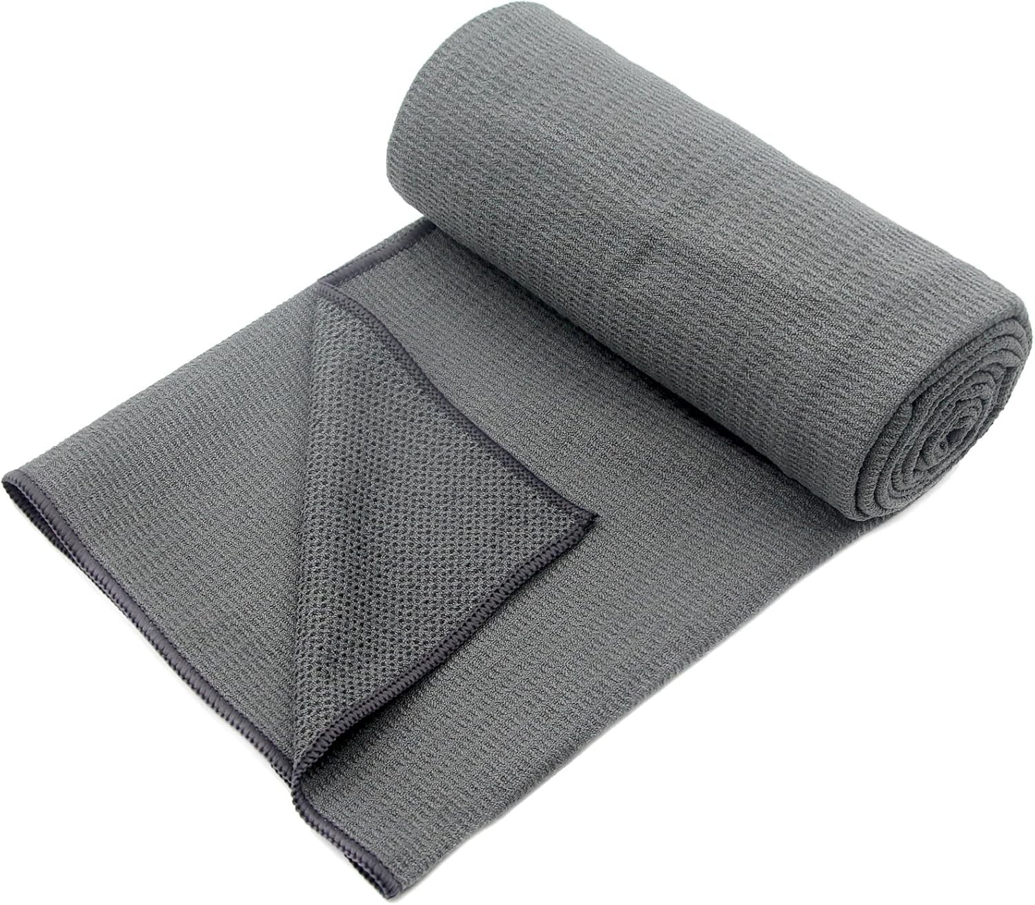 Eunzel Hot Yoga Towel, Non-Slip Mat Towel with Silicone Grip Large, Grey