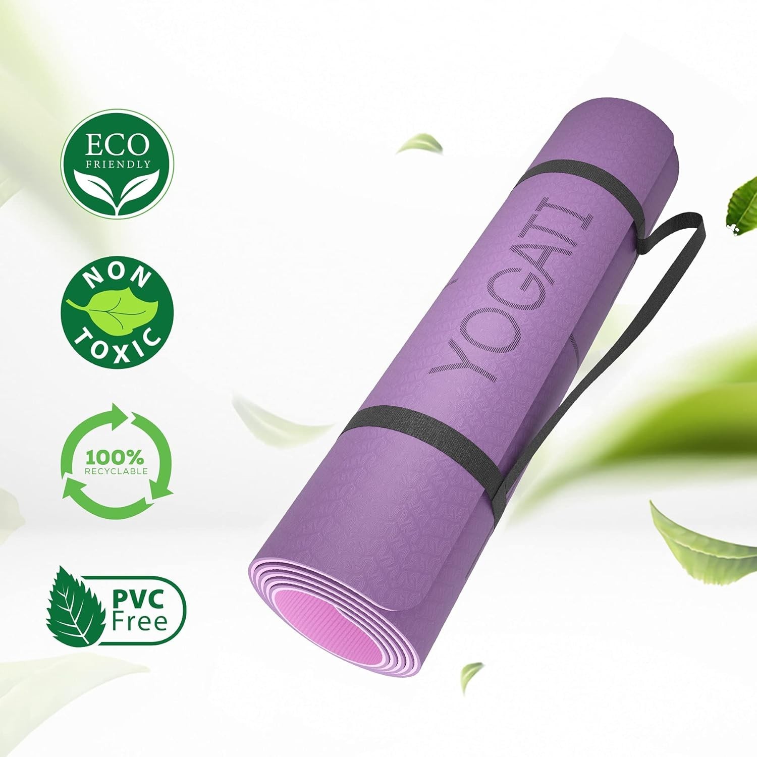 Versatile Yoga Mat with Alignment Lines – Non-Toxic Non-Slip Mats in Purple