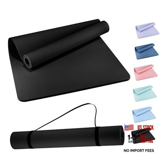 Extra Wide Yoga Mat 72″ x 32″, 6mm Non Slip TPE Exercise Mat with black