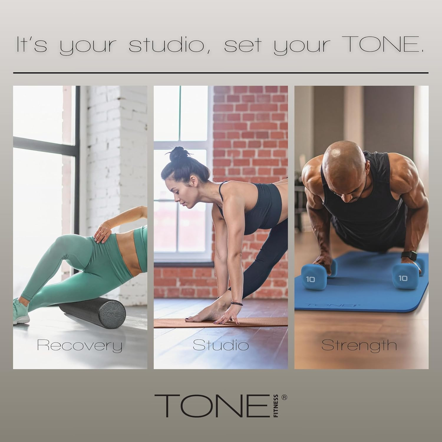 1-Inch Thick Yoga Mat | High-Density, Non-Slip Exercise Mat with Carrying Strap