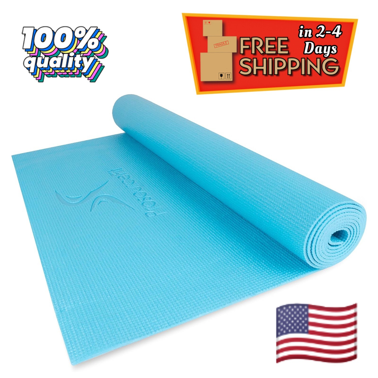 Classic Yoga Mat 1/8” (3mm) Thick, Extra Long 72-Inch Lightweight Fitness Mat