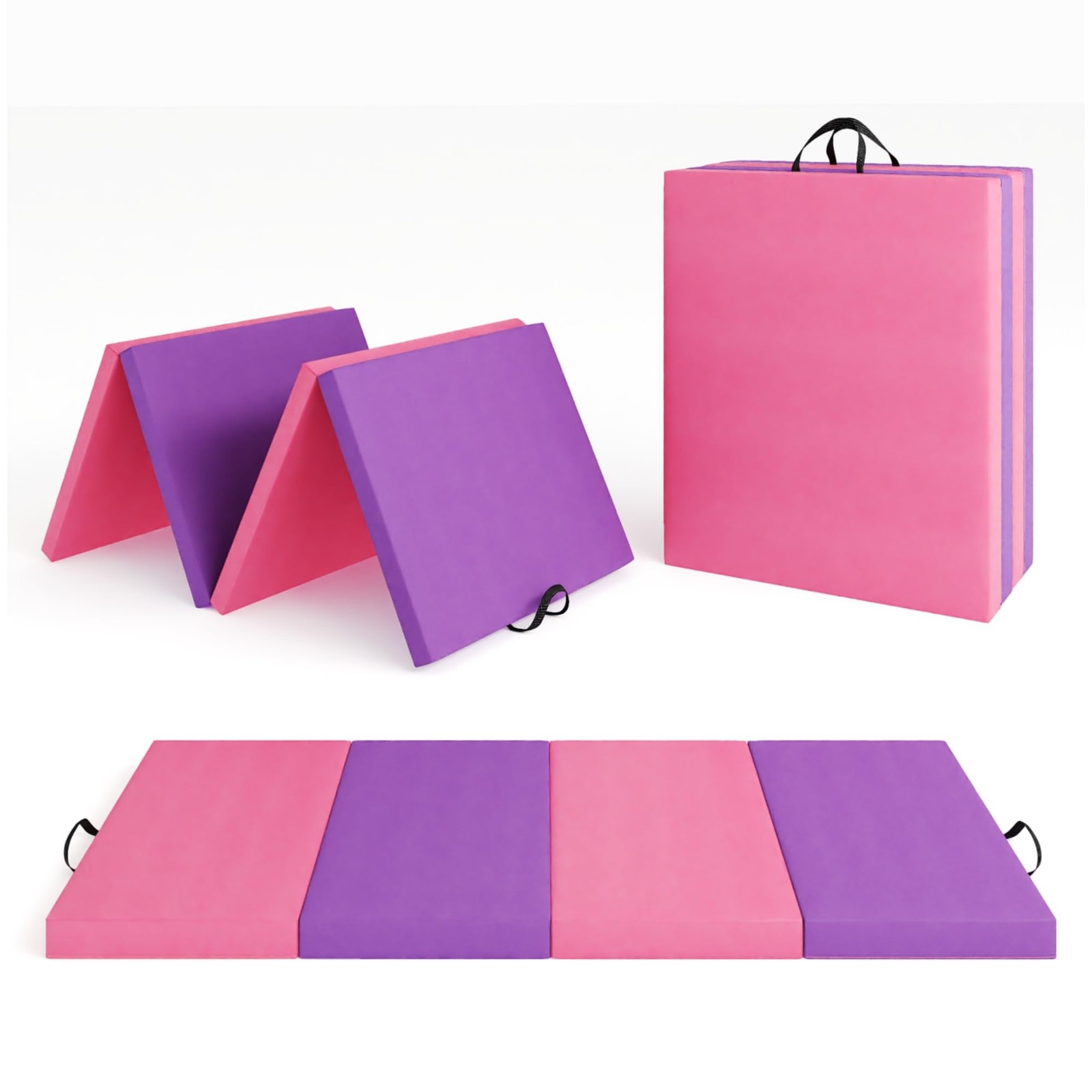 Folding Gymnastics Mat, 6×2 Ft(Four-fold) Thick Portable Exercise & Tumbling Pad
