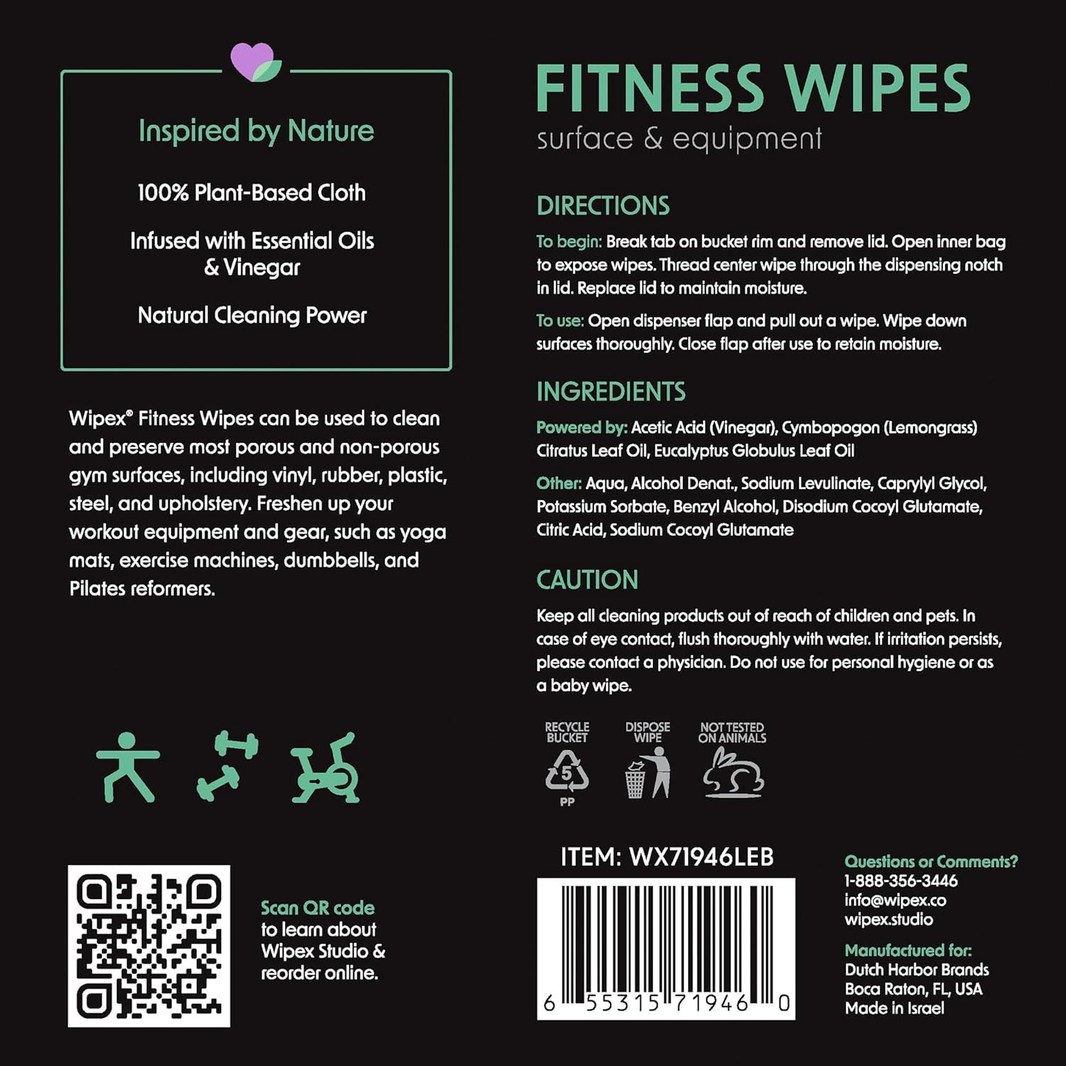 Yoga Mat Cleaner Wipes, EWG Verified, 400 Ct Plant-Based Lemongrass, Eucalyptus