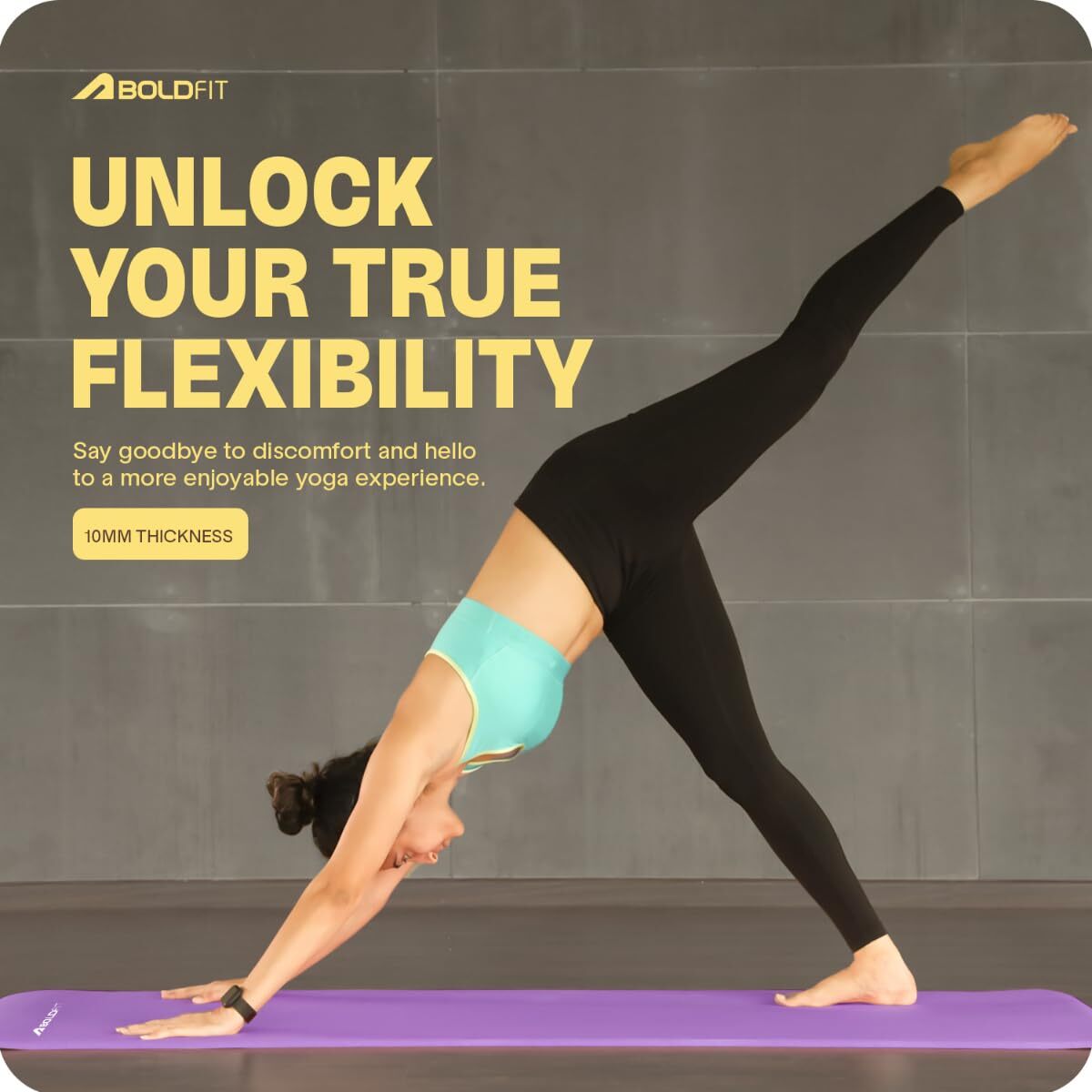 Boldfit Yoga Mat For Yoga Fitness Workout Purple Color
