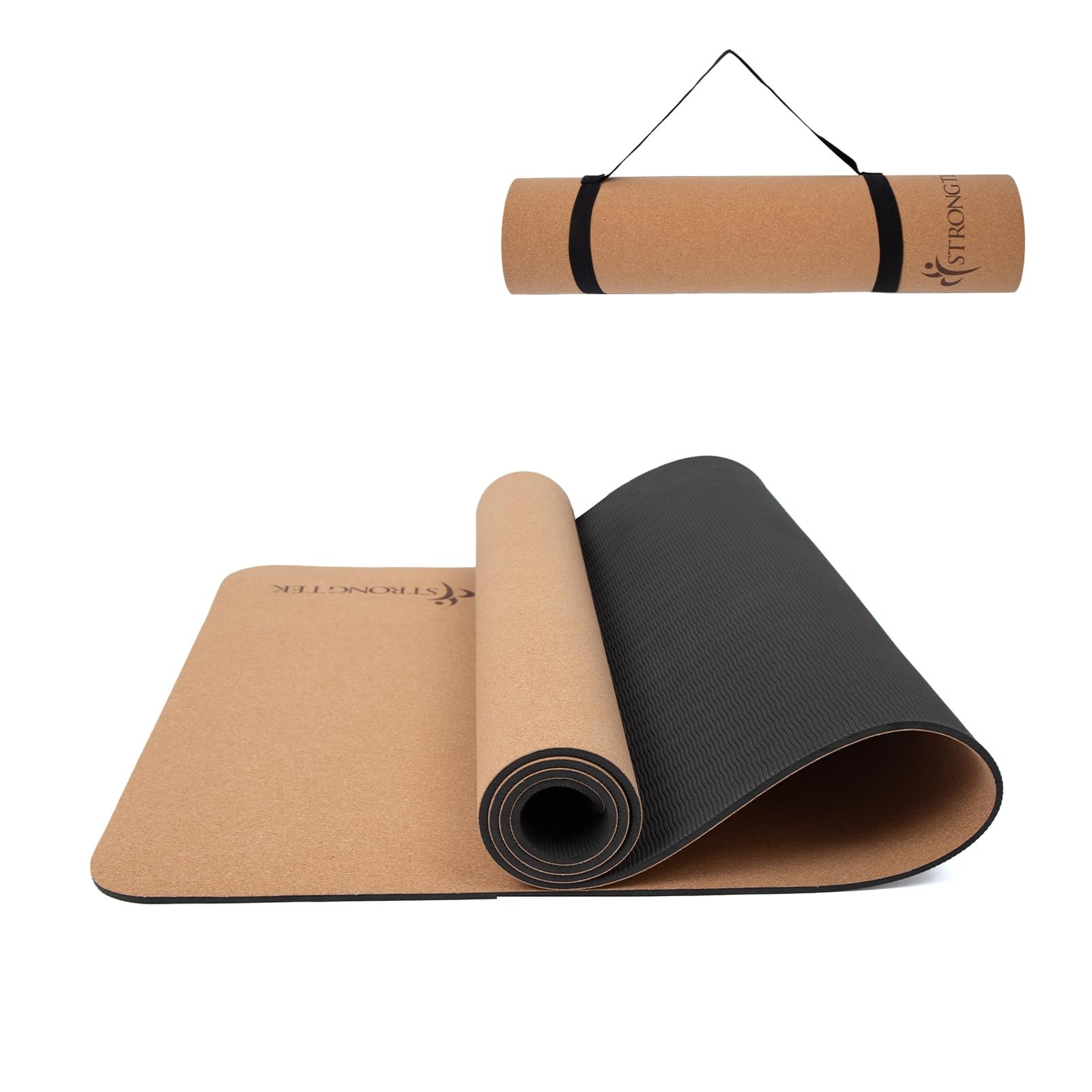 Cork Yoga Mat, Non-Toxic & Eco-Friendly, 7mm Thick with Non-Slip Cork + TPE S…