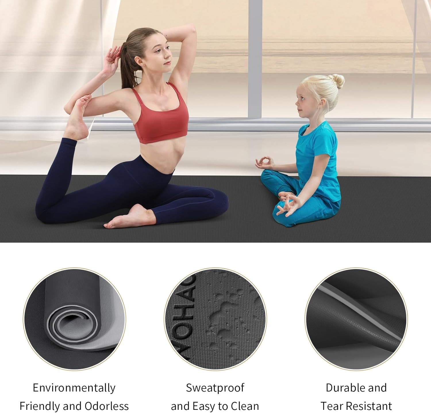 Extra Thick 8mm Non-Slip Yoga Mat with Carrying Strap – 72″x28″ Dual Color