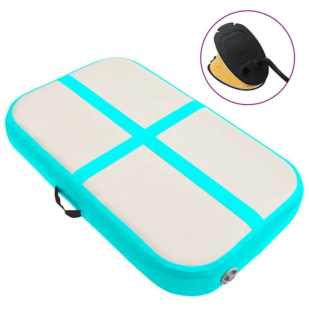 gymnastics mat with pump inflatable 60x100x20 cm PVC green
