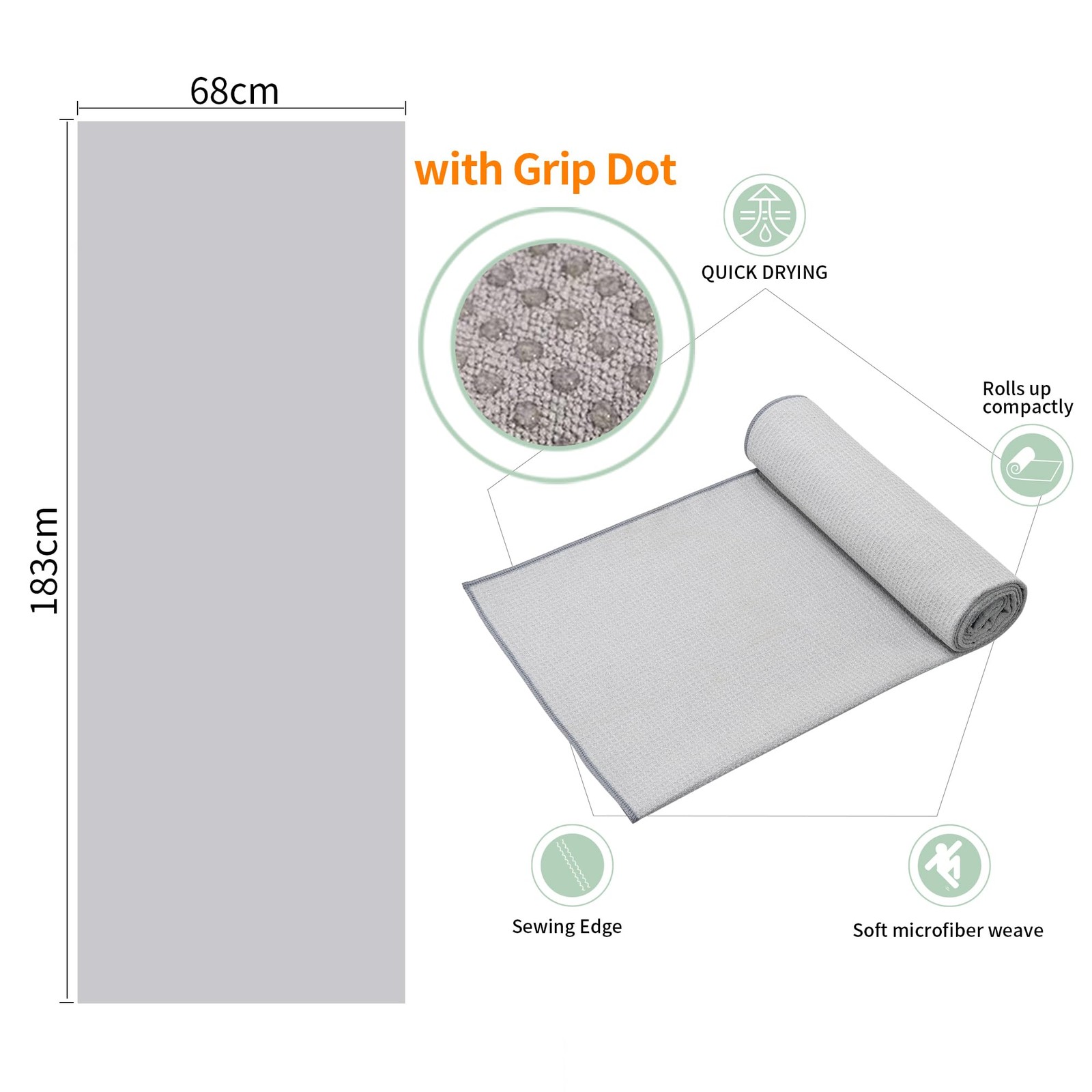 Cyclxy 2 Pack Hot Yoga Towel Grip Dotstickyfiber Yoga Mat Towels Non Slip For