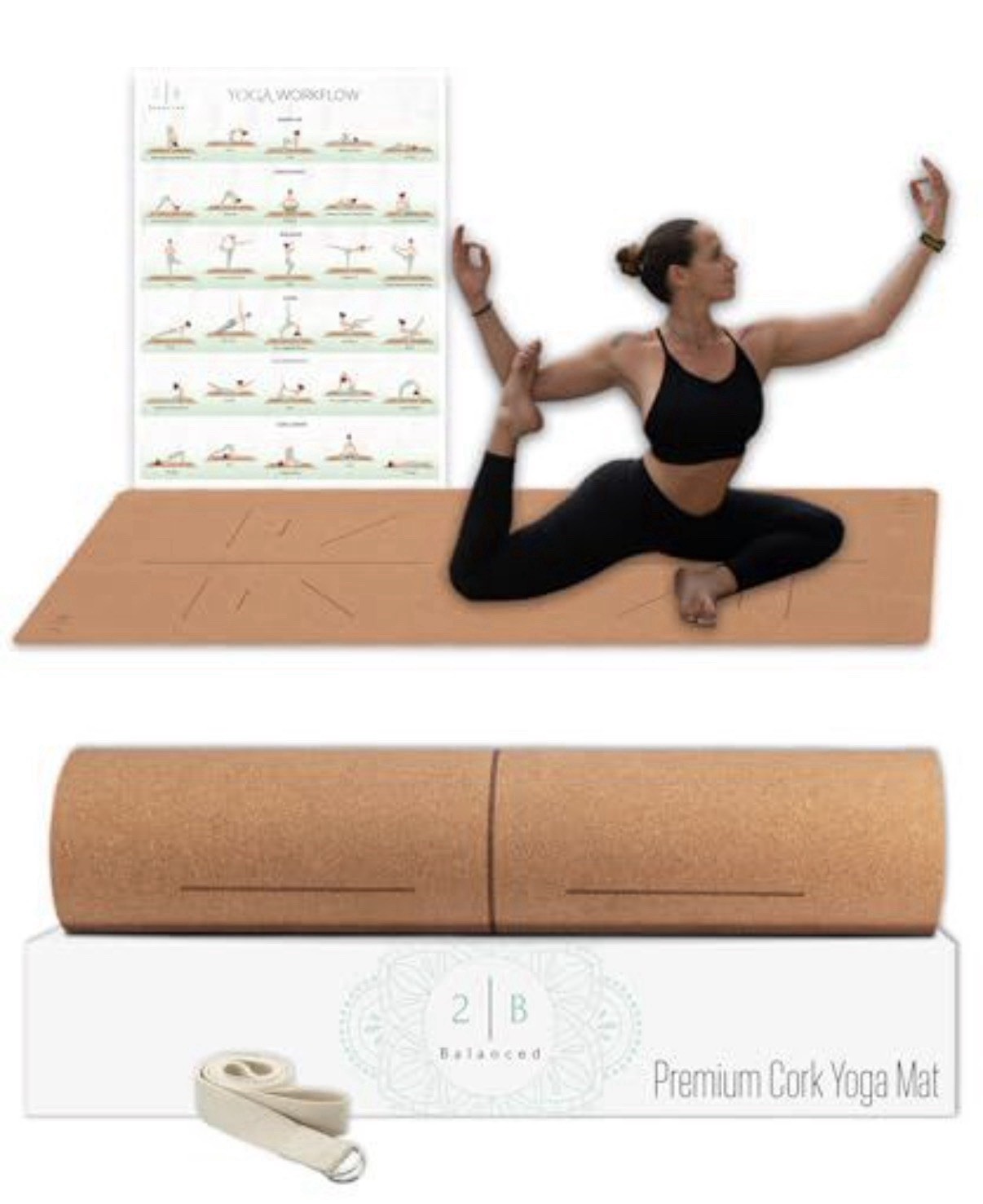 Luxury Cork Yoga Mat – Non Slip, Extra Thick Grip 80” x 26”