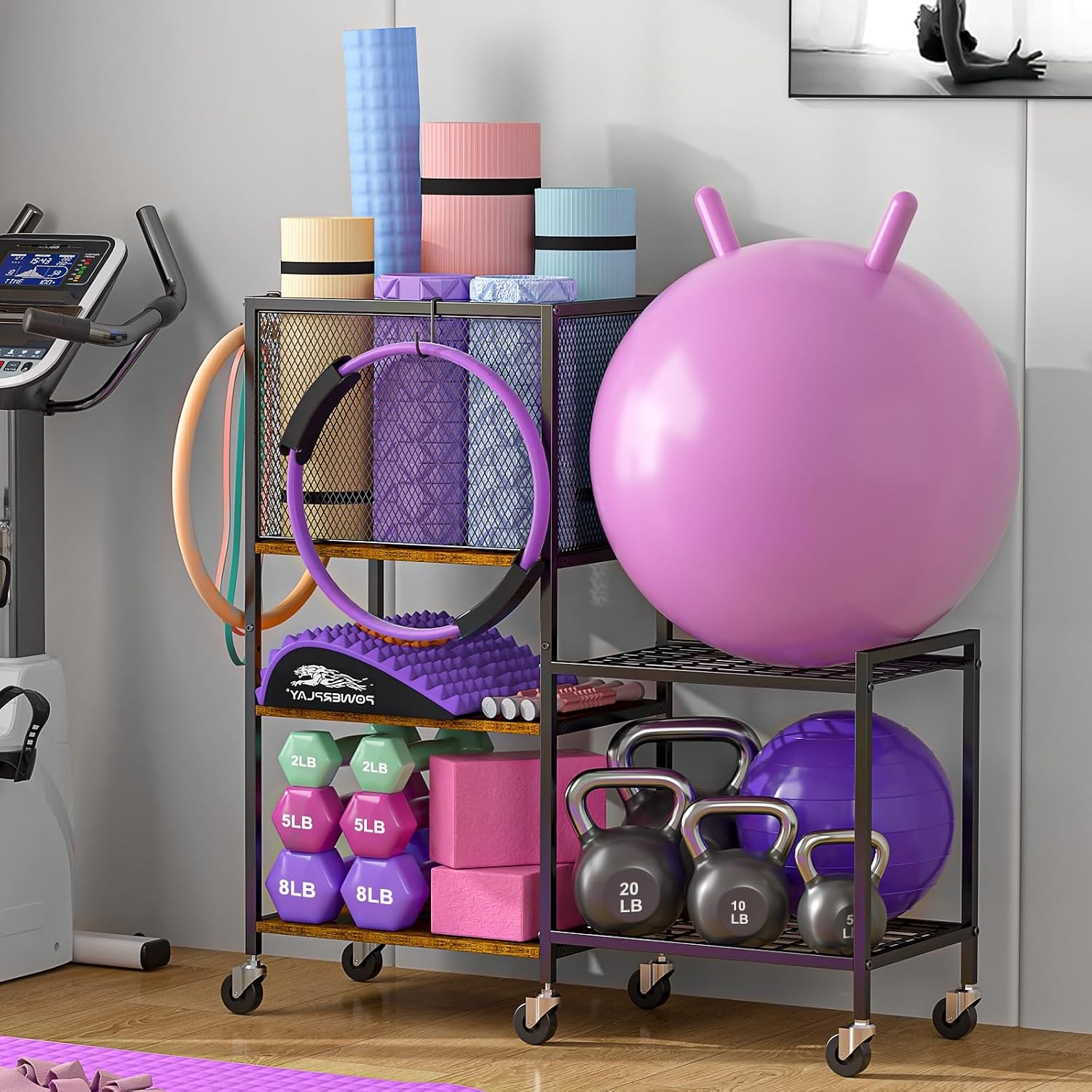 Dumbbell Rack, Yoga Mat Holder, Home Gym Storage, Exercise Equipment Organizer