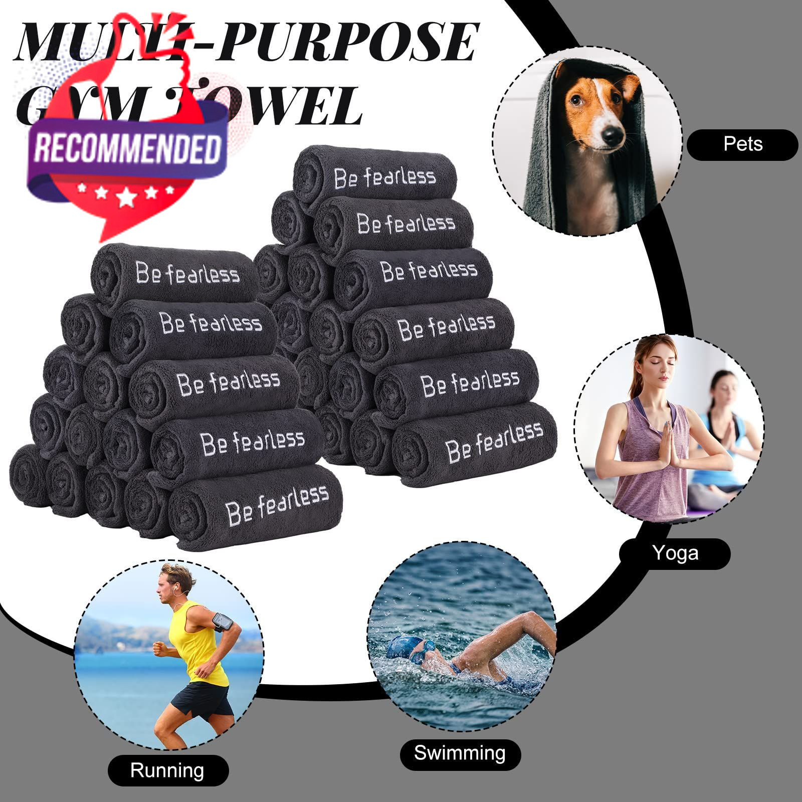 Newwiee 36 Pcs Microfiber Gym Towels for Exercise Fitness Bulk 32 x 16 Inch…