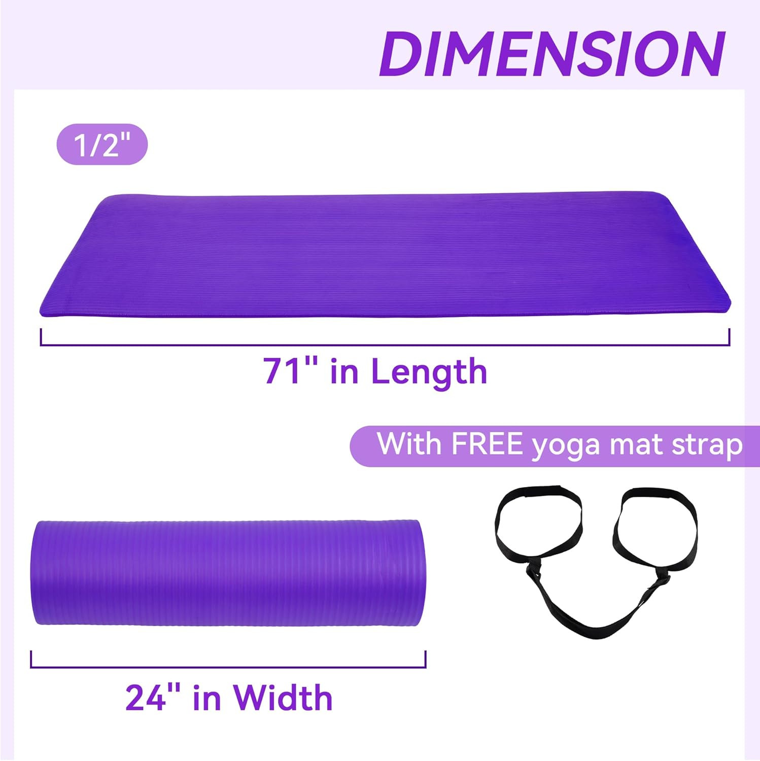 Yoga Mat, 1/2-Inch Extra Thick High Density Exercise Mat, Anti-Tear Exercise Yog