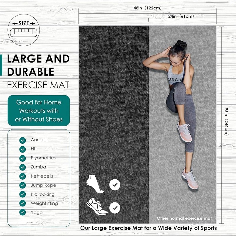 Large Non-Slip Workout Mat Home Gym Cardio Strength Training Exercise Mat New