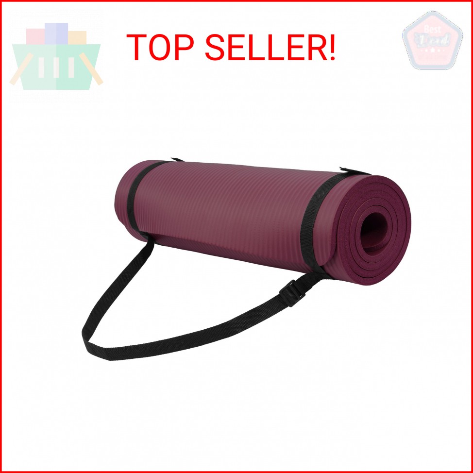 Fitvids 1/2-Inch Thick High Density Foam Exercise Yoga Mat with Carrying Strap,