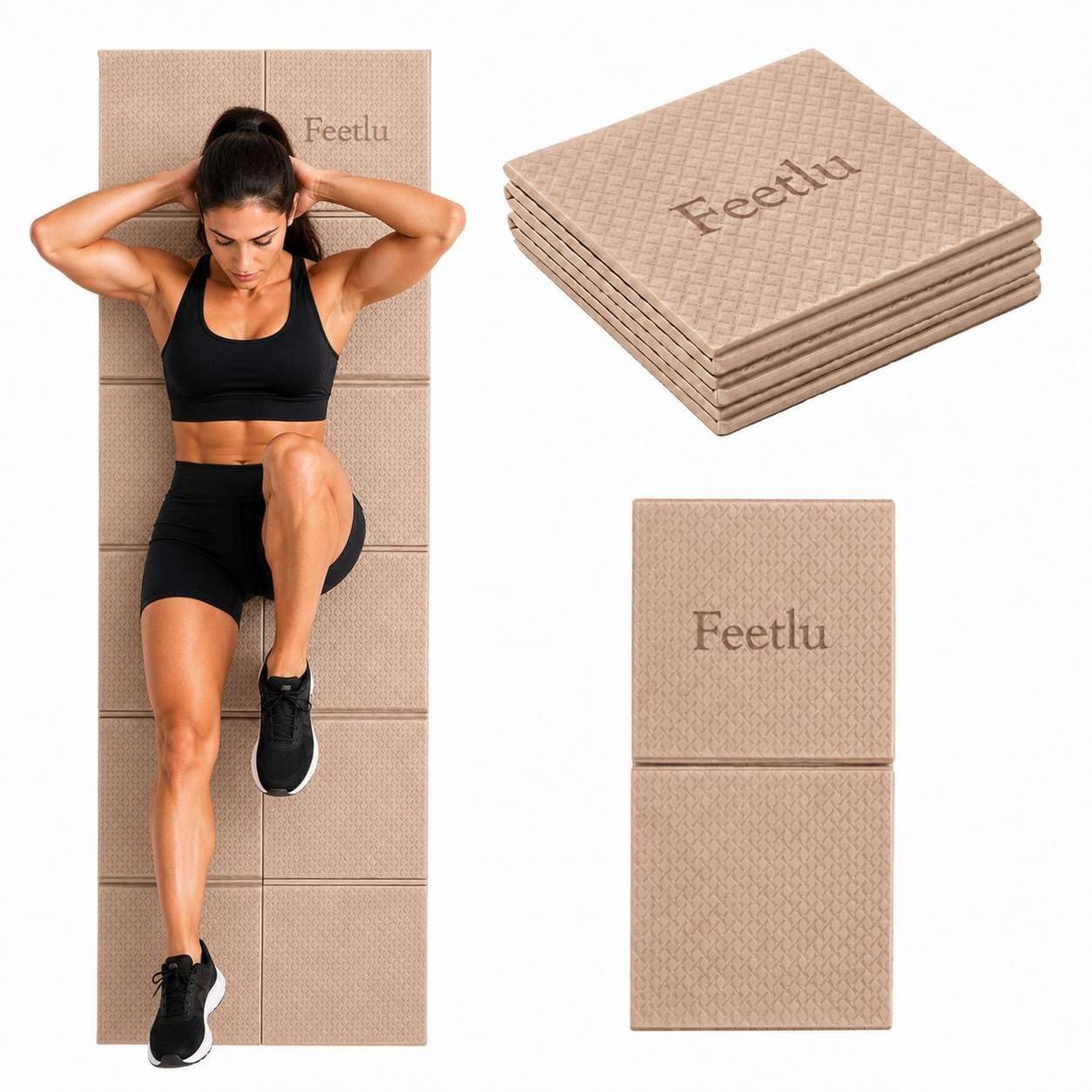 Foldable Yoga Mat, 6mm Thick, 72L x 24W Inch, Lightweight, Anti-Slip, and Eas…
